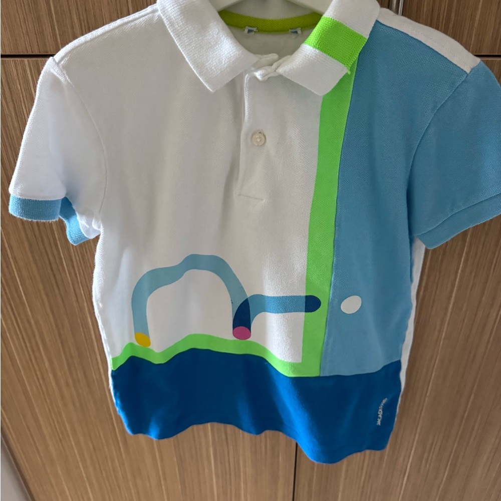 Jacadi White and Blue Kids Polo Shirt